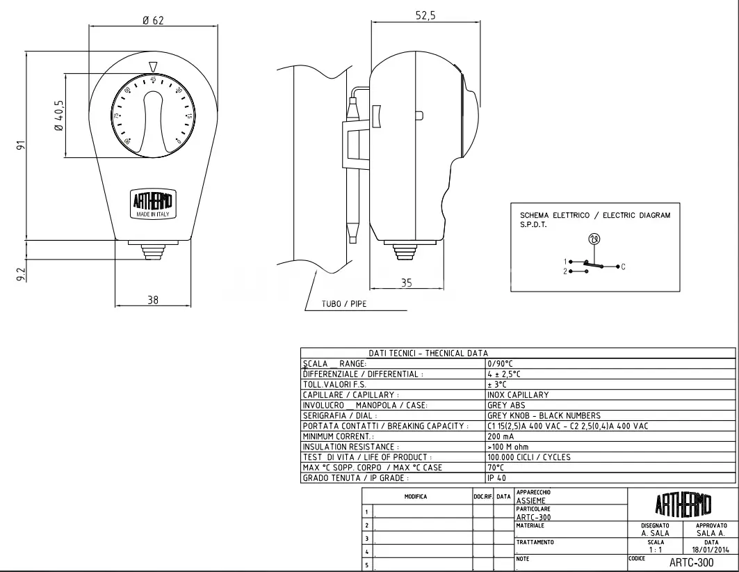 Механичен термостат Arthermo ARTC-300